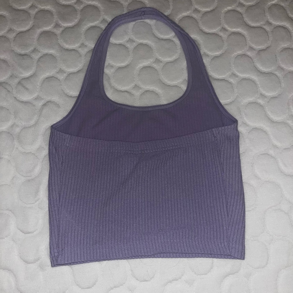 Purple Ribbed Halter Top - Picture 2 of 3